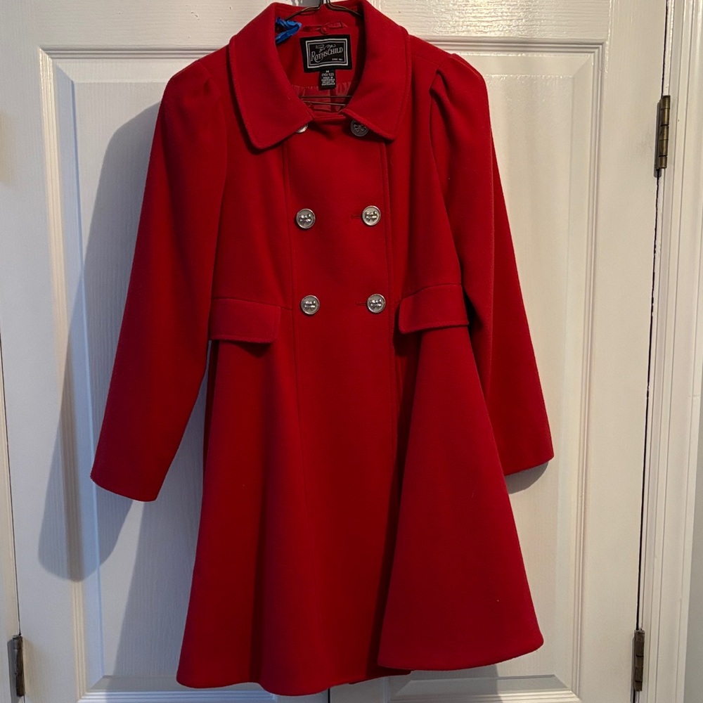 Rothschild Vibrant Scarlet Coat with Metallic Accents